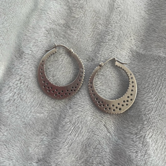 925 sterling silver earrings with real diamonds on half outside & half inside - Picture 13 of 15